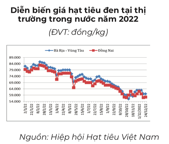 Giá tiêu giảm mạnh trong năm 2022.