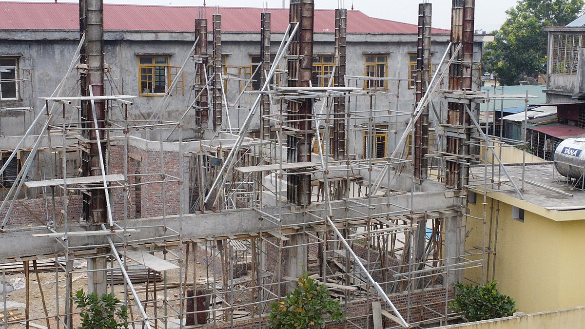 Hiện công trình đã thi công xong cột tầng 2.