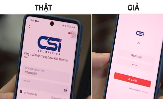 Đại diện Công ty chứng khoán CSI cho biết có nhiều app giả mạo.