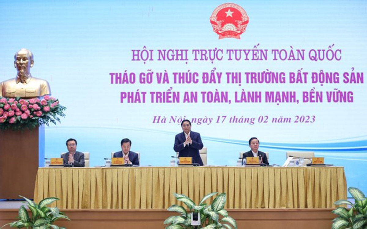 Thủ tướng Phạm Minh Chính chủ trì hội nghị toàn quốc về bất động sản (Ảnh: Nhật Bắc)