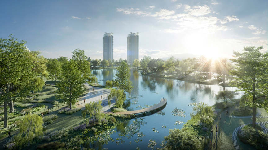 Hồ Thiên Nga có quy mô 10ha tại khu đô thị Eco Central Park, Vinh.