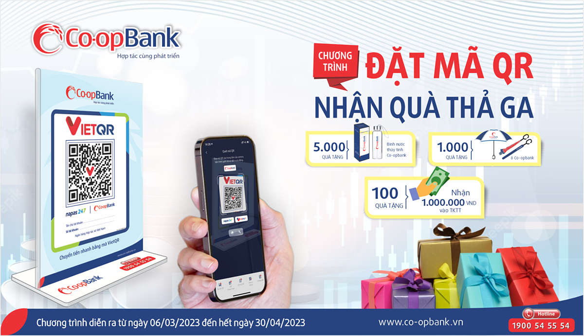 Co-opBank triển khai chương trình ưu đãi khi đặt mã QR Co-opbank.