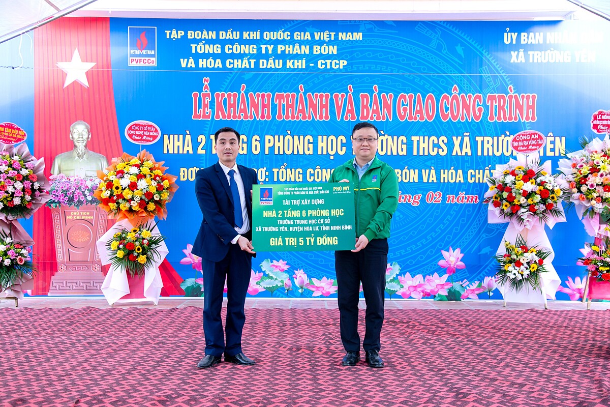 PVFCCo tài trợ xây dựng trường THCS xã Trường Yên- huyện Hoa Lư – tỉnh Ninh Bình.