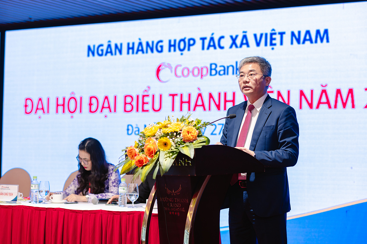 Ông Nguyễn Quốc Cường - Chủ tịch HĐQT Co-opBank phát biểu tại Hội nghị.