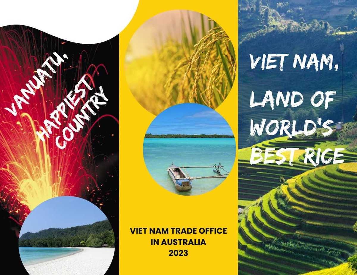 Poster quảng cáo “Việt Nam, vùng đất của gạo ngon nhất thế giới” được Thương vụ Việt Nam tại Úc triển khai tại địa bàn kiêm nhiệm Vanuatu.