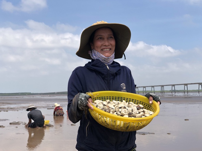 HTX nuôi nghêu Đồng Tiến, xã Vĩnh Thịnh, huyện Hòa Bình &lpar;Bạc Liệu&rpar; có 300/540 thành viên là người dân tộc thiểu số làm việc trên bãi nghêu ven biển.