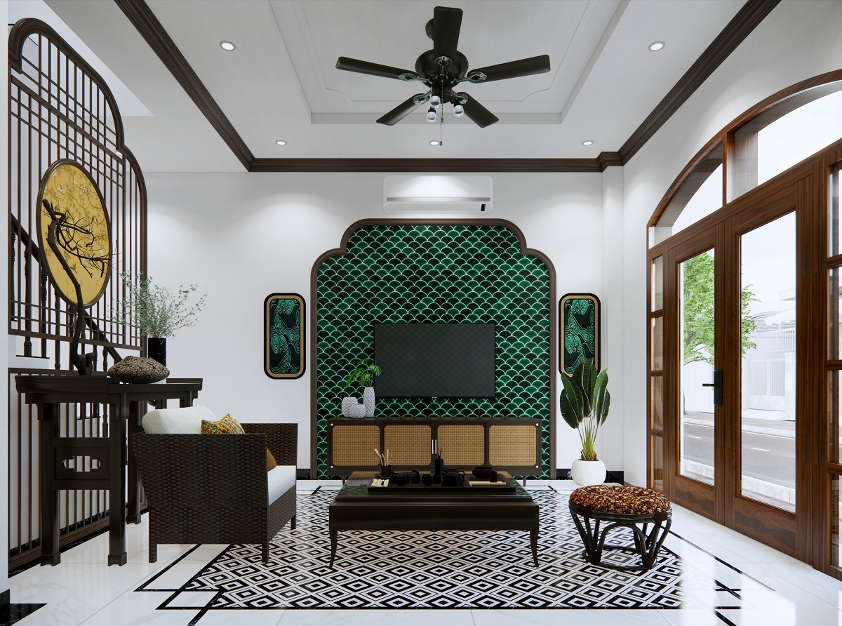 Thiết kế nhà phố phong cách Indochine với diện tích 48m2 ưu việt phục vụ thuê ở. (ảnh phối cảnh)