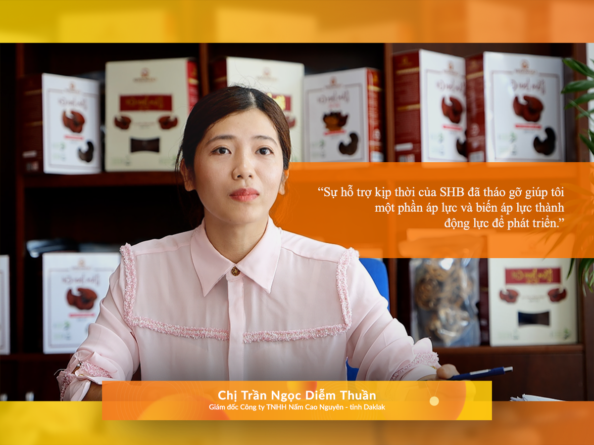 Bà Trần Ngọc Diễm Thuần – Giám đốc Công ty TNHH Nấm Cao nguyên (Đắk Lắk).