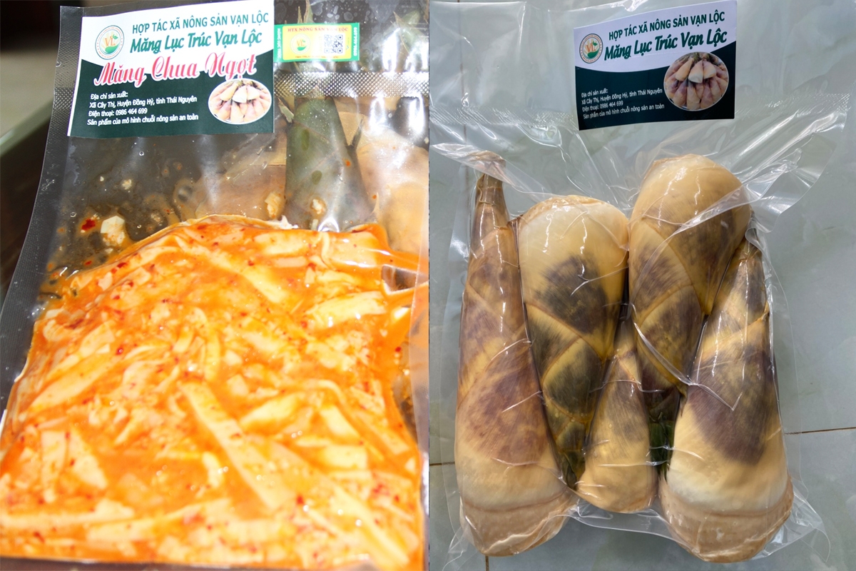 Sản phẩm từ măng Lục Trúc của HTX Nông sản Vạn Lộc.