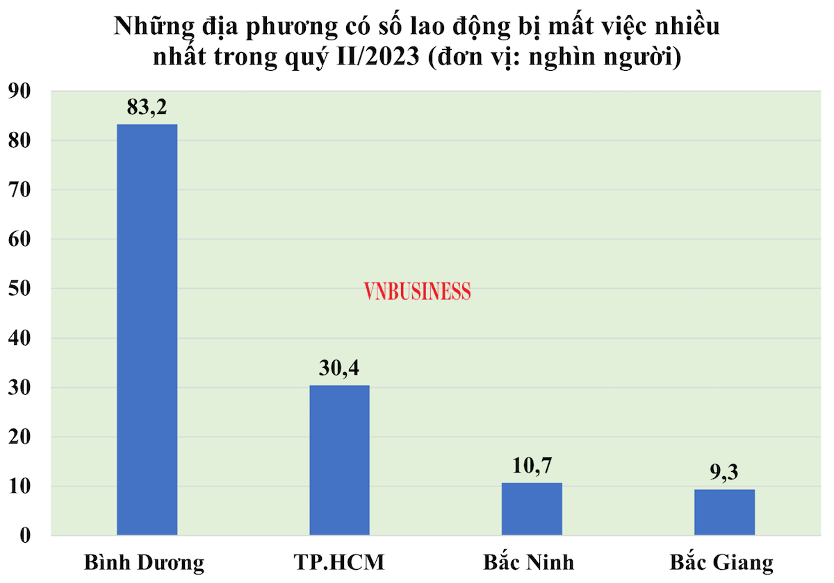 Số lao động bị mất việc làm tập trung nhiều nhất ở Bình Dương với 83,2 nghìn người.