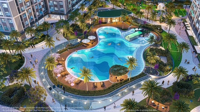 Chuỗi hồ bơi thác tràn Malibu có diện tích lên tới 845m2.