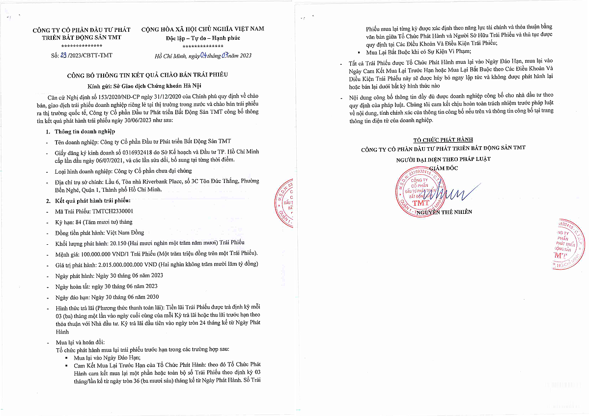 Nhiều thông tin quan trọng về lô trái phiếu chưa được Bất động sản TMT công bố.