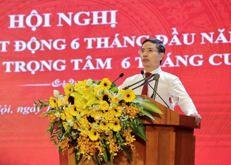 Bí thư Đảng ủy, Chủ tịch Hội đồng thành viên Agribank Phạm Đức Ấn phát biểu tại Hội nghị.