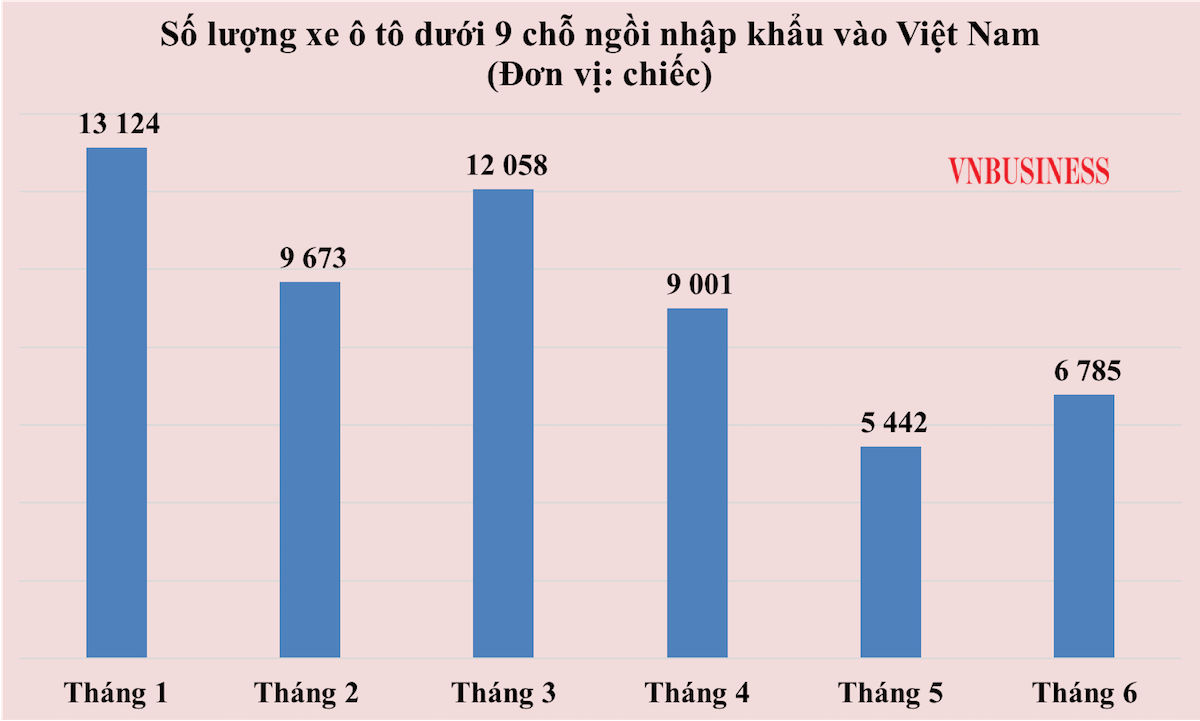 Tổng cục Thống kê cho biết trong 6 tháng đầu năm nay đã có 56.083 chiếc xe ô tô dưới 9 chỗ được nhập khẩu vào Việt Nam.