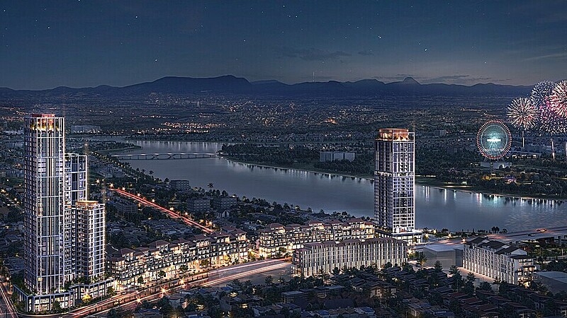 Sun Cosmo Residence Da Nang nằm trên quỹ đất ít ỏi giữa trung tâm thành phố Đà Nẵng. Ảnh phối cảnh minh họa.