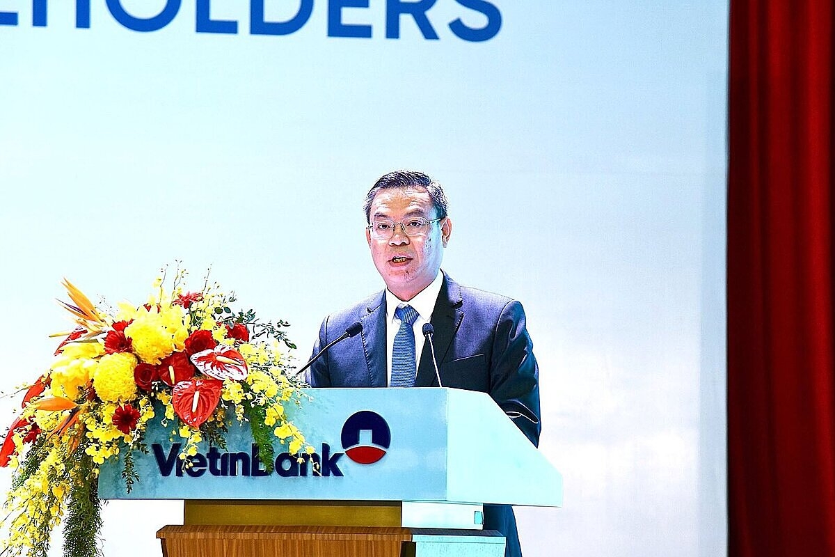 Ông Trần Minh Bình - Chủ tịch HĐQT VietinBank phát biểu tại Đại hội.