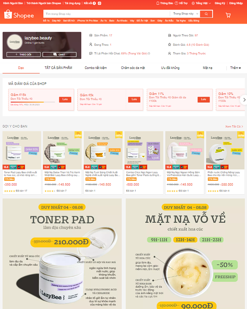 Lazy Bee đã có mặt trên các sàn thương mại điện tử.