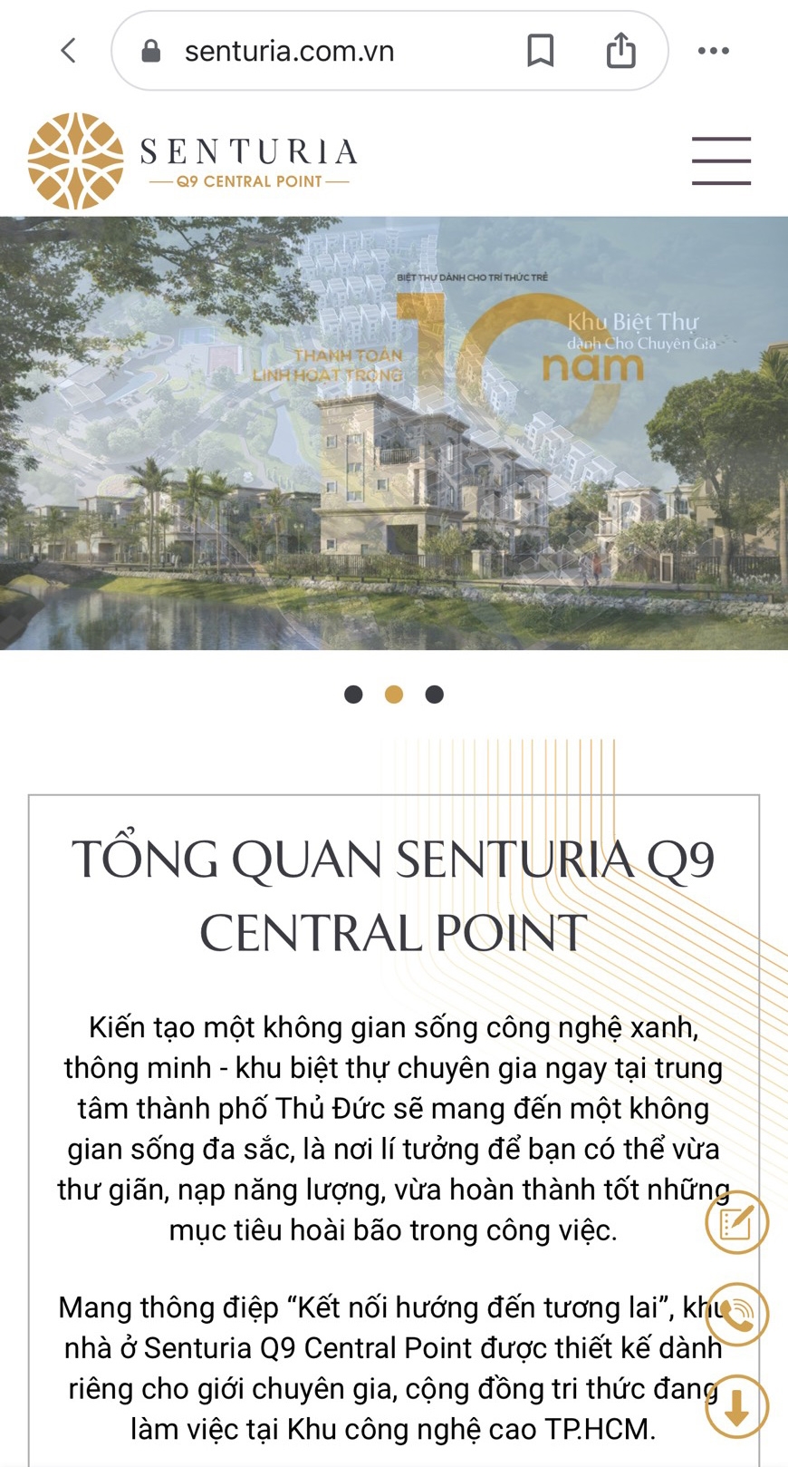 Đơn vị phát triển dự án - Công ty Cổ phần Bất động sản Tiến Phước giới thiệu dự án với tên gọi Khu biệt thự Senturia Q9 Central Point.
