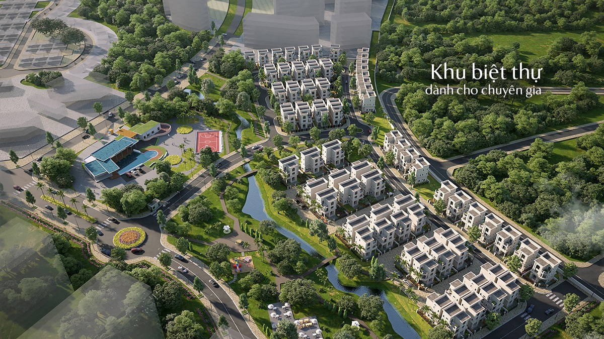 Phối cảnh tổng thể dự án Khu nhà ở và dịch vụ chuyên gia do Công ty Công nghệ cao làm chủ đầu tư.