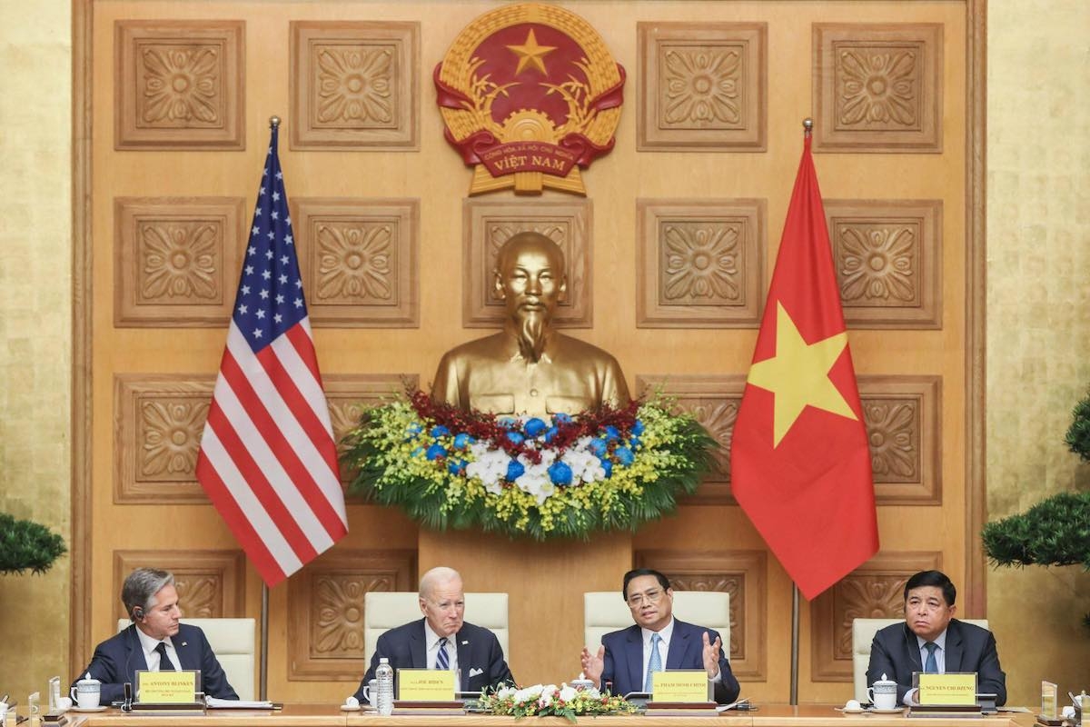 Thủ tướng Phạm Minh Chính và Tổng thống Hoa Kỳ Joe Biden tham dự Hội nghị cấp cao Việt Nam - Hoa Kỳ về đầu tư và đổi mới sáng tạo. &lpar;Ảnh: VGP&rpar;