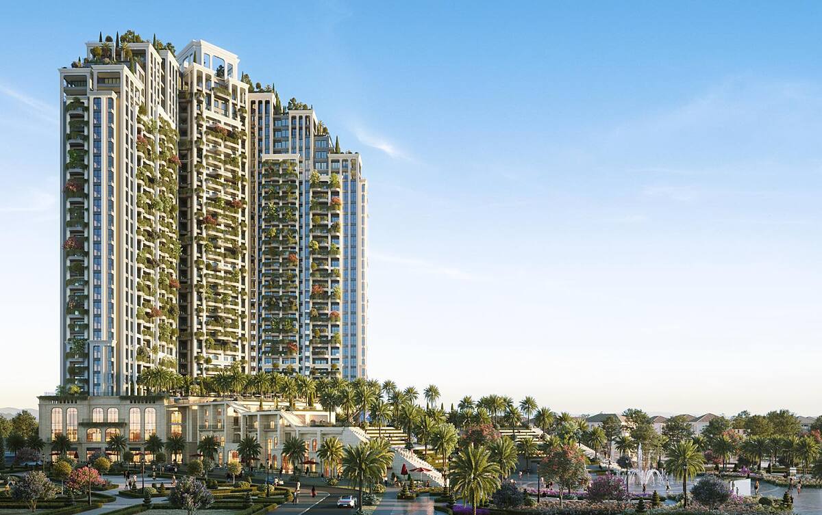 Central Park Residences gồm 2 tòa tháp xanh, cao 30 tầng nổi với 620 căn hộ trong đó gần 90% số căn hộ có sân vườn riêng trên không.