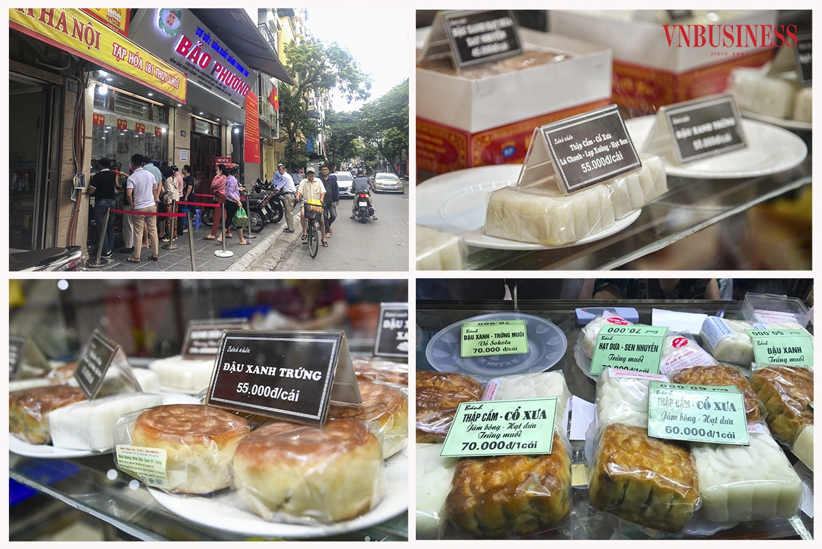 Bánh Trung thu tại đây có giá bán từ 45.000-80.000 đồng/chiếc. Hạn sử dụng trong 7 ngày đối với bánh dẻo và bánh nướng nhân đậu xanh, còn bánh nướng nhân thập cẩm là 15 ngày.