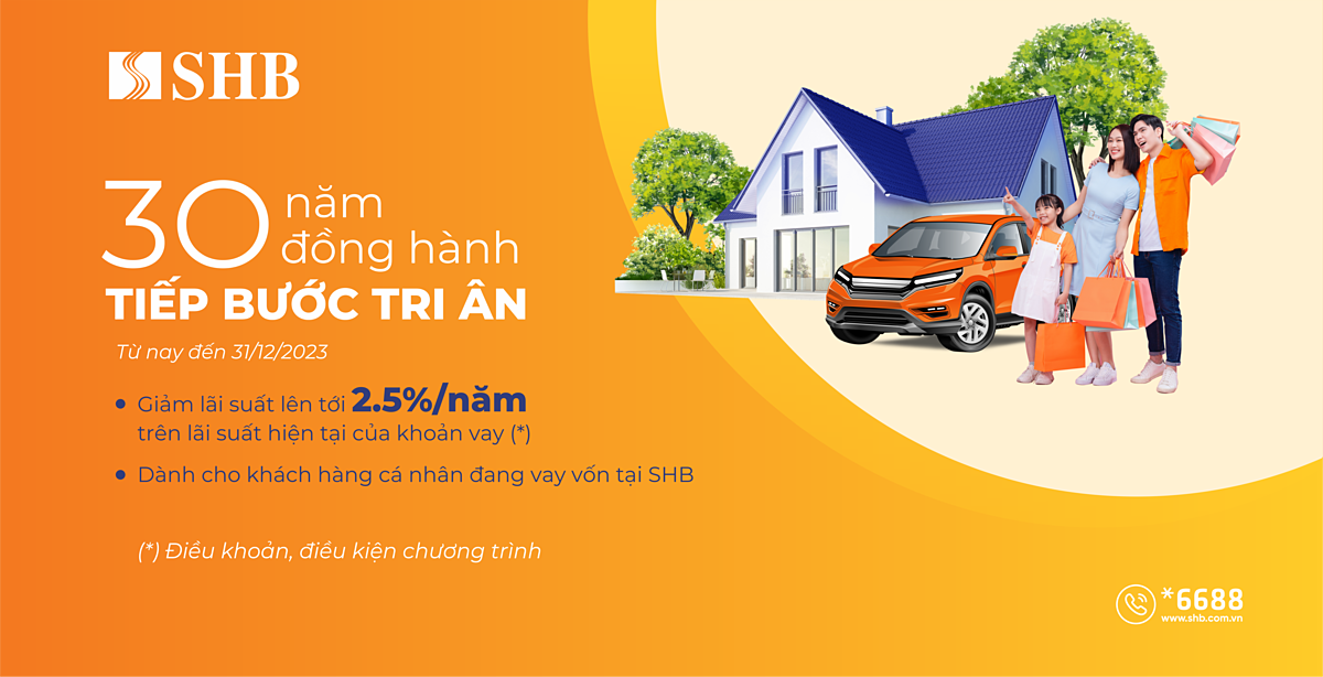 SHB giảm lãi suất cho vay tới 2,5%/năm hỗ trợ khách hàng cá nhân.