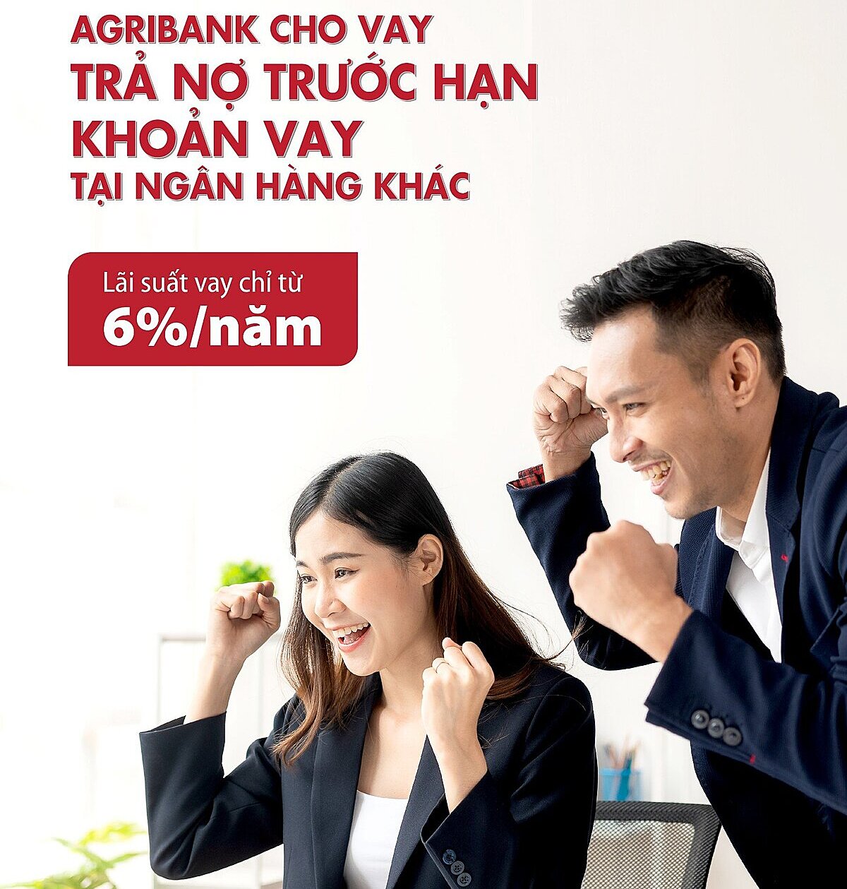 Agribank triển khai cho vay khách hàng cá nhân trả nợ trước hạn khoản vay tại các ngân hàng khác với lãi suất ưu đãi chỉ từ 6,0%/năm, áp dụng từ ngày 03/10/2023.