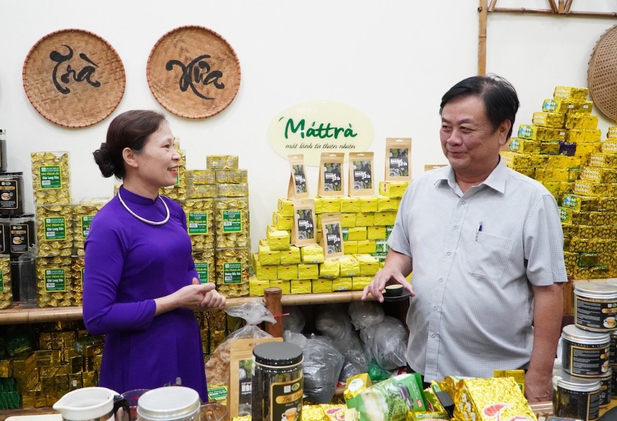 Bộ trưởng Lê Minh Hoan chia sẻ với đại diện một HTX.