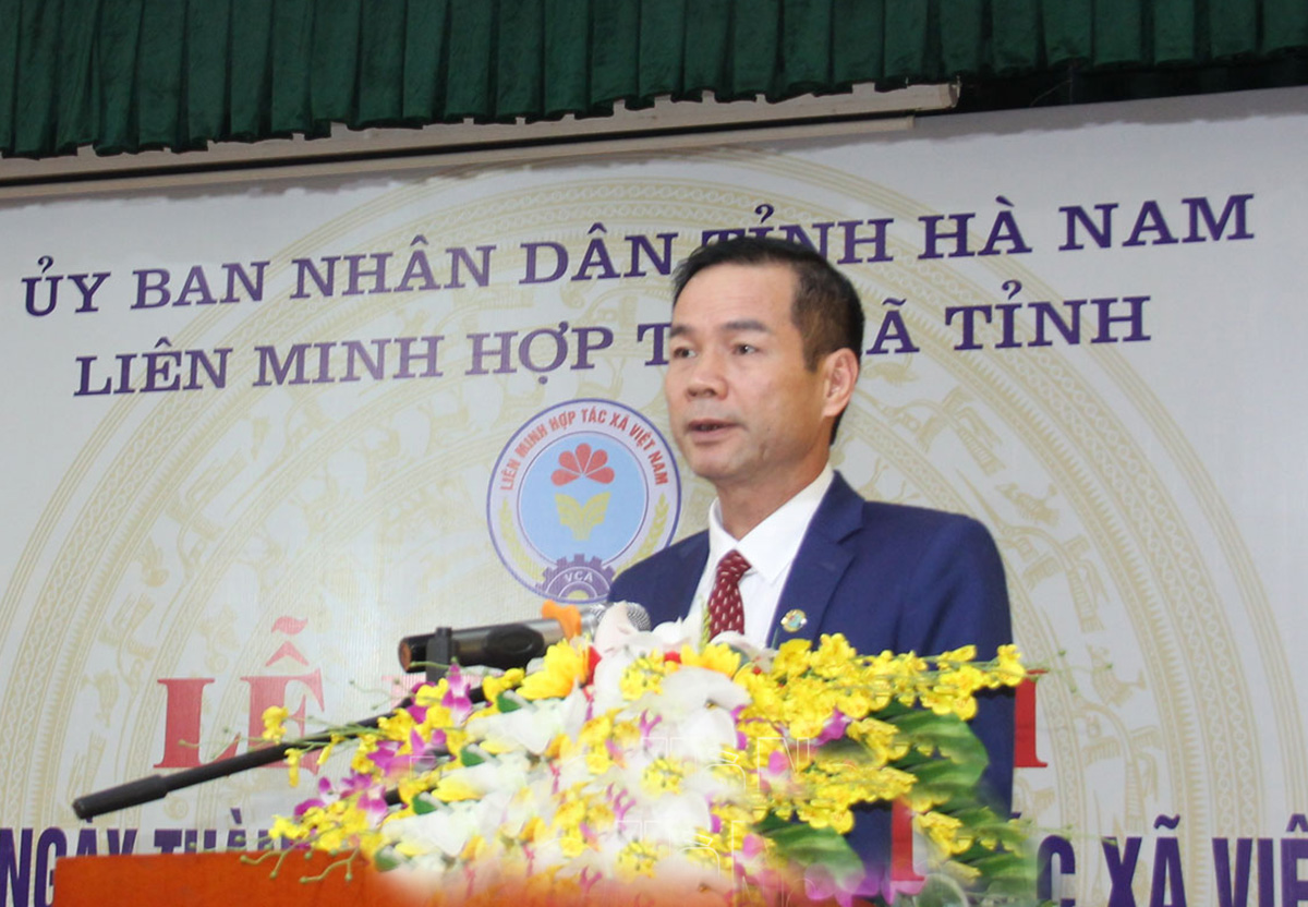 Chủ tịch Liên minh HTX tỉnh Hà Nam Đỗ Xuân Trường phát biểu.