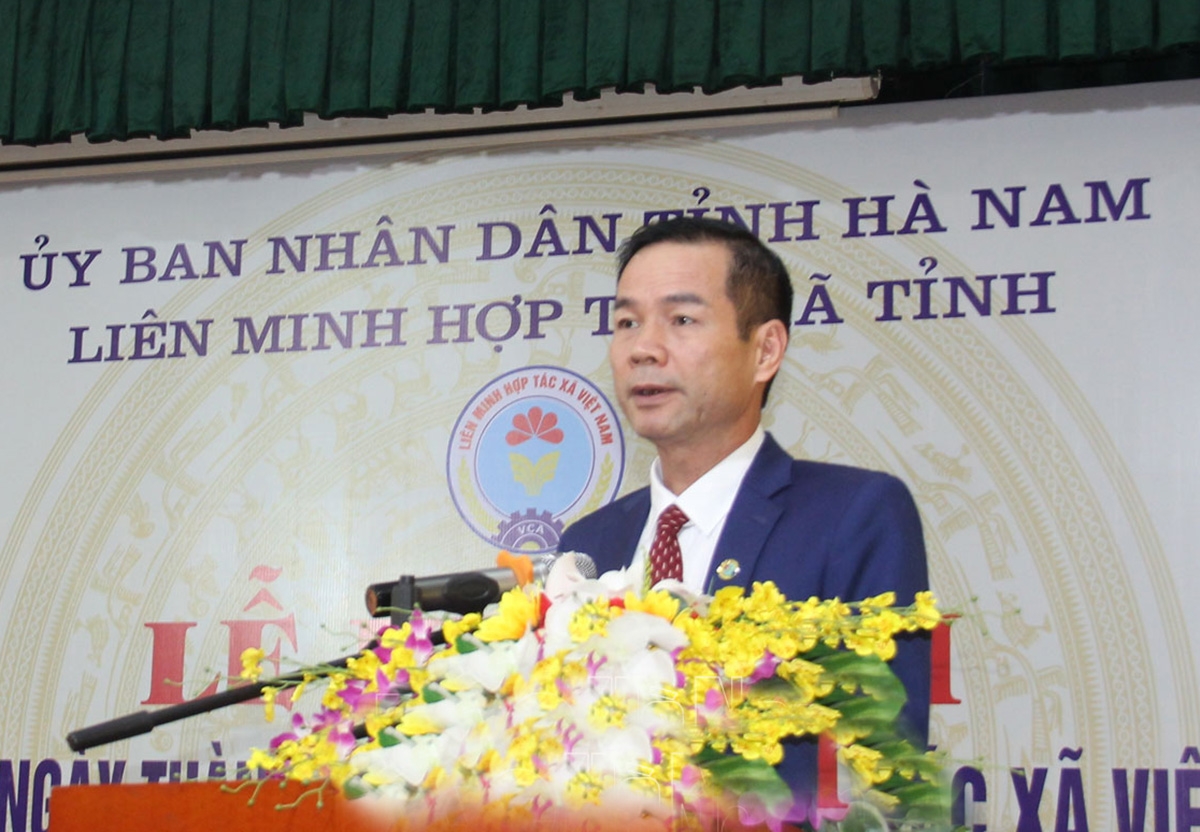 Chủ tịch Liên minh HTX tỉnh Hà Nam Đỗ Xuân Trường phát biểu.