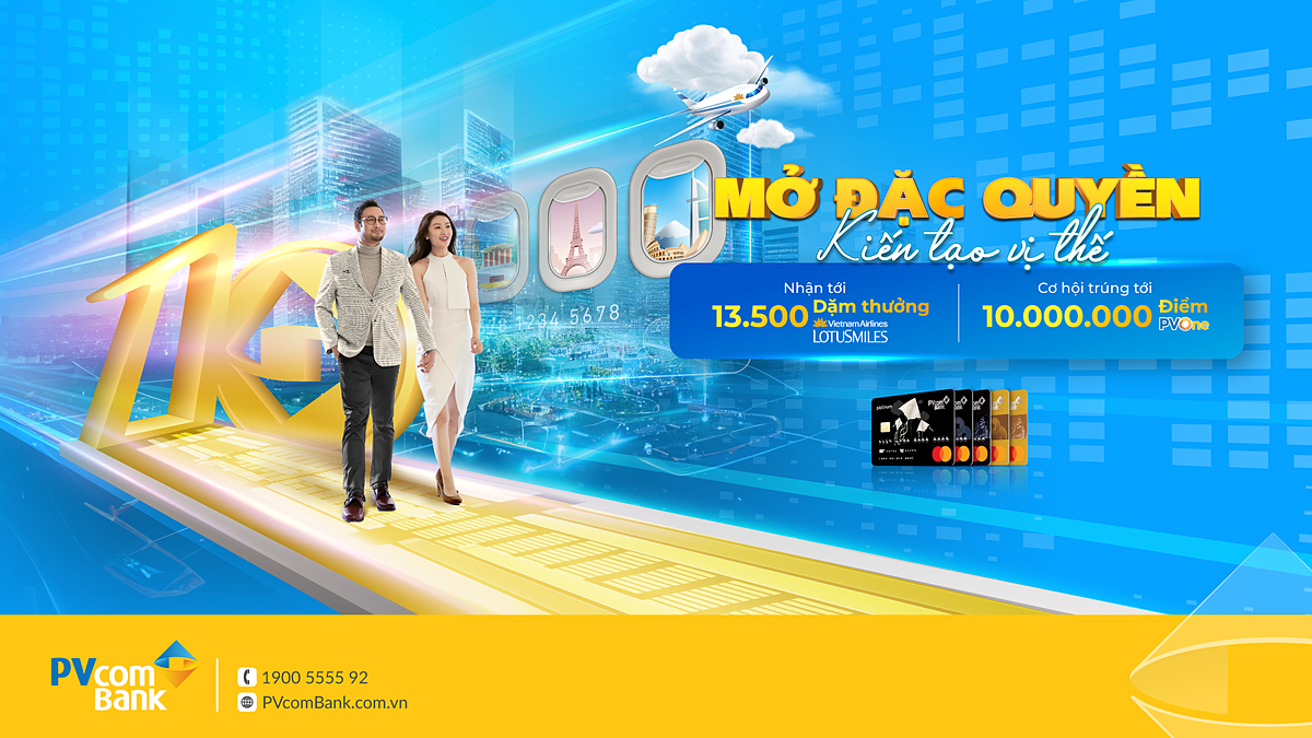 Ưu đãi lên đến 13.500 Dặm thưởng Bông Sen Vàng dành cho chủ thẻ tín dụng PVcomBank.