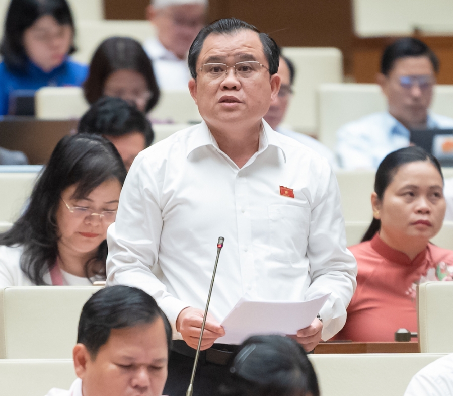 Đại biểu Nguyễn Tâm Hùng &lpar;Đoàn Bà Rịa - Vũng Tàu&rpar; phát biểu tại phiên thảo luận.