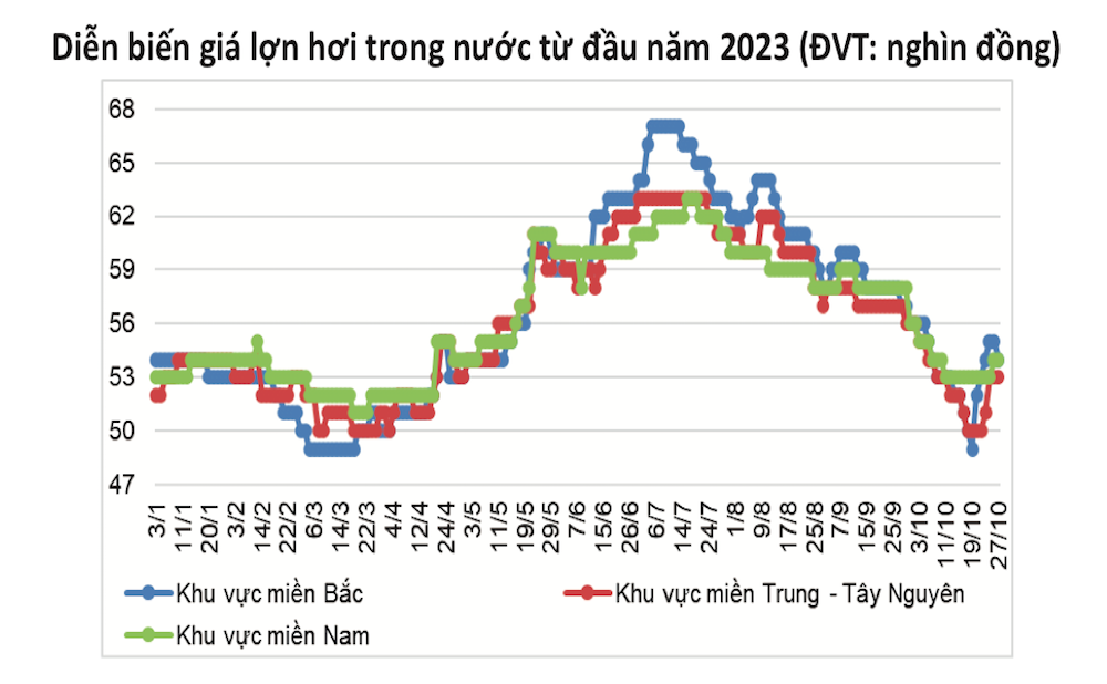 Giá heo hơi có xu hướng giảm sau đà tăng mạnh vào giai đoạn tháng 7.