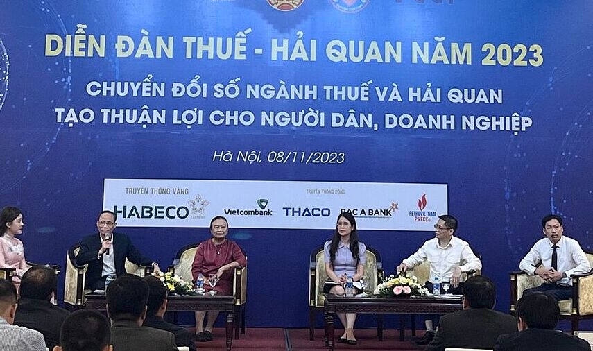 Diễn đàn Thuế - Hải quan năm 2023, chủ đề “Chuyển đổi số ngành thuế và hải quan, tạo thuận lợi cho người dân, doanh nghiệp”.