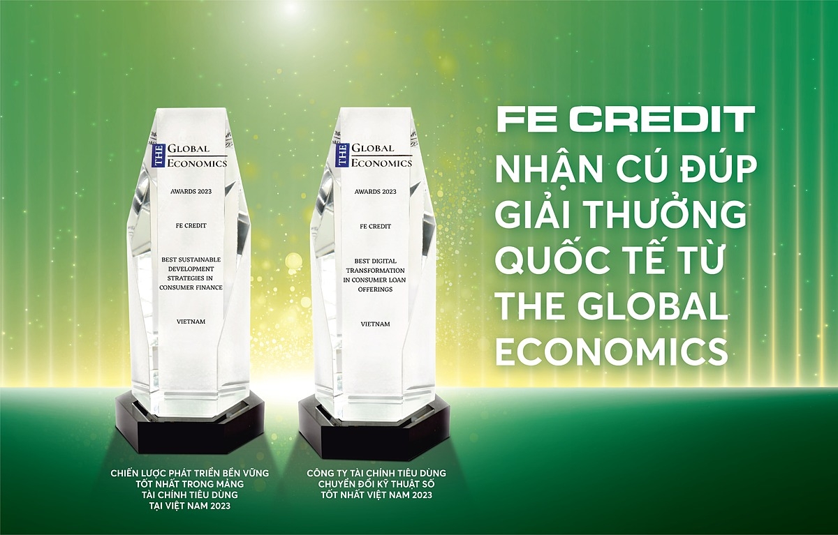 FE CREDIT được The Global Economics xướng danh giải thưởng “Công ty tài chính tiêu dùng chuyển đổi kỹ thuật số tốt nhất Việt Nam” và “Chiến lược phát triển bền vững tốt nhất trong mảng tài chính tiêu dùng tại Việt Nam 2023”.