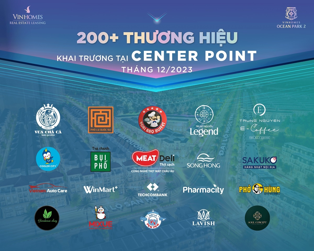Tổ hợp Center Point thu hút hơn 200 thương hiệu tạo thành điểm đến mua sắm - giải trí sầm uất ngay giữa khu dân cư.