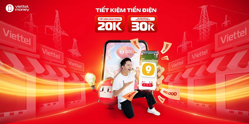 Nhận ngay ưu đãi kép khi thanh toán hóa đơn điện trên ứng dụng Viettel Money.