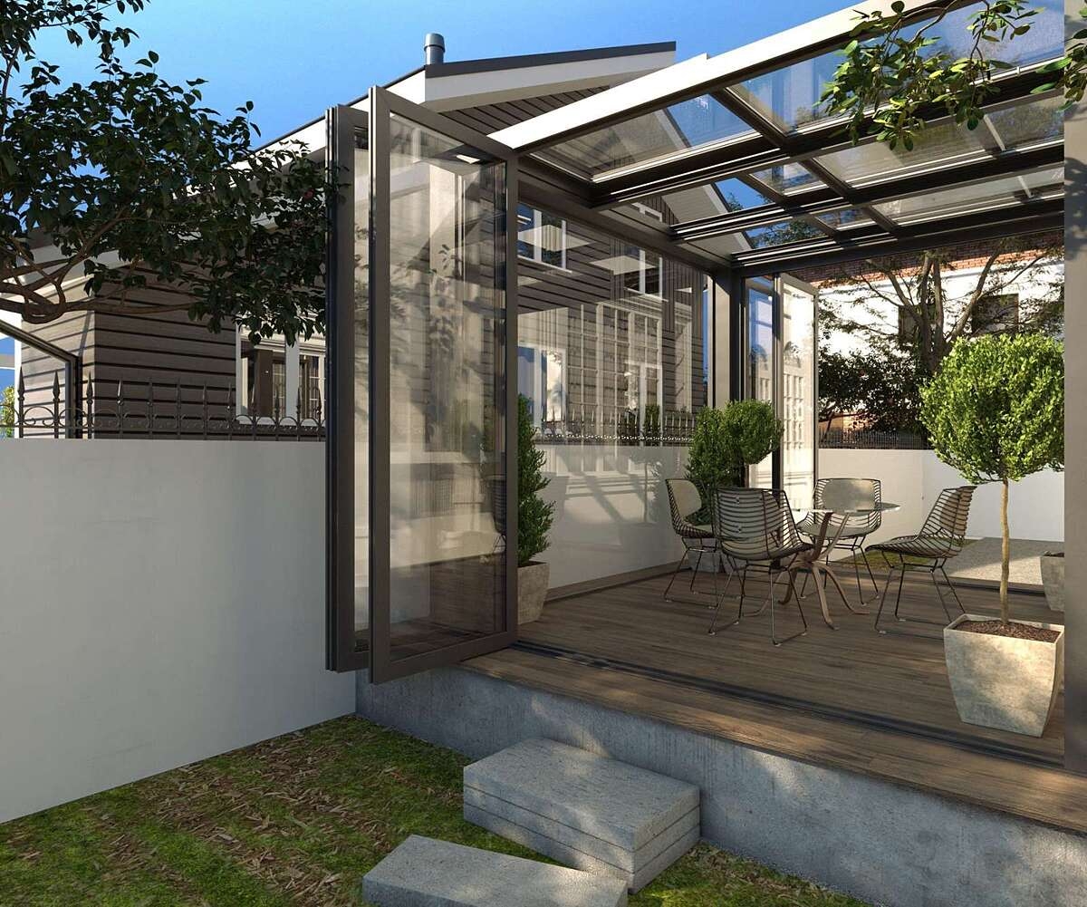 Sự kết hợp hoàn hảo của “bộ ba” giải pháp: cửa kính, vách kính, mái kính trong thiết kế biệt thự nhà vườn hiện đại.