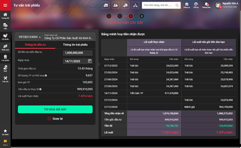 Công cụ Tư vấn trái phiếu trên hệ thống TCInvest.