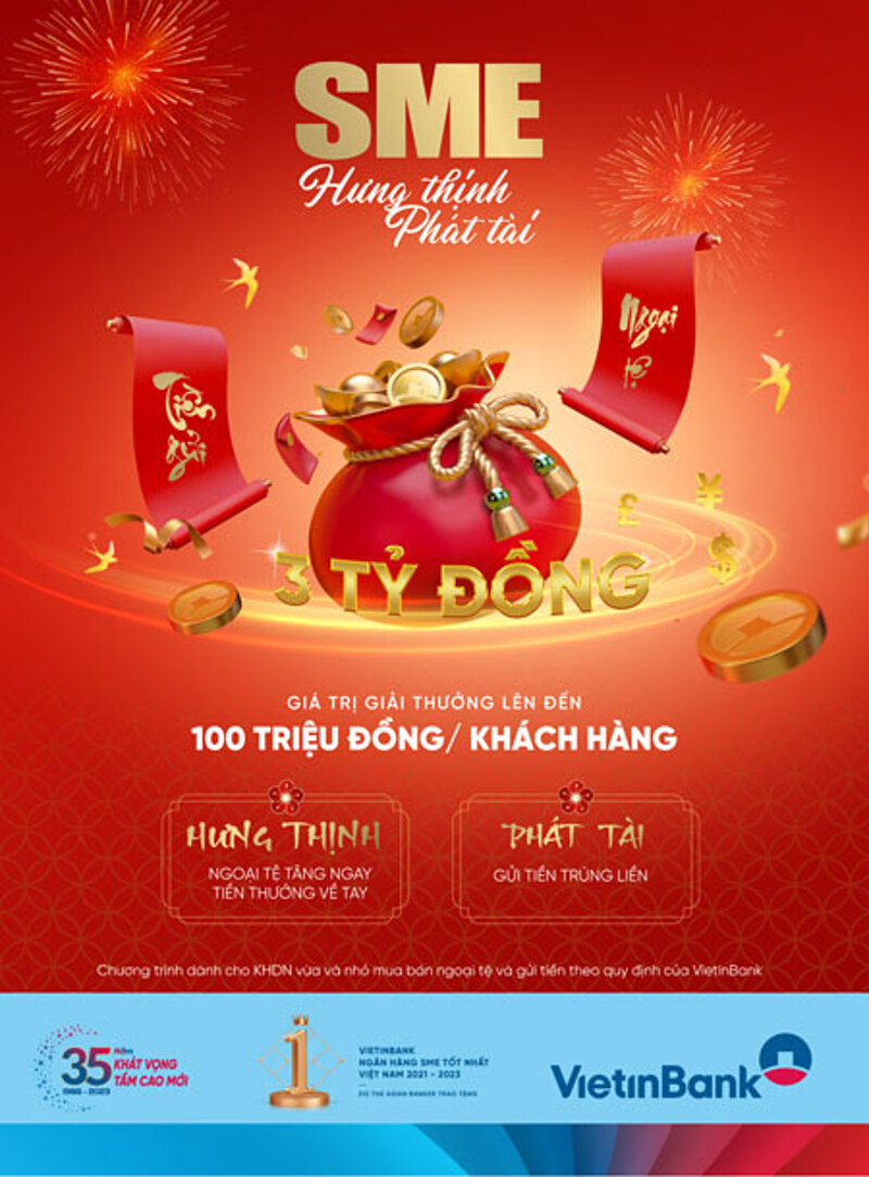 VietinBank ưu đãi lớn doanh nghiệp SME gửi tiền và mua bán ngoại tệ.