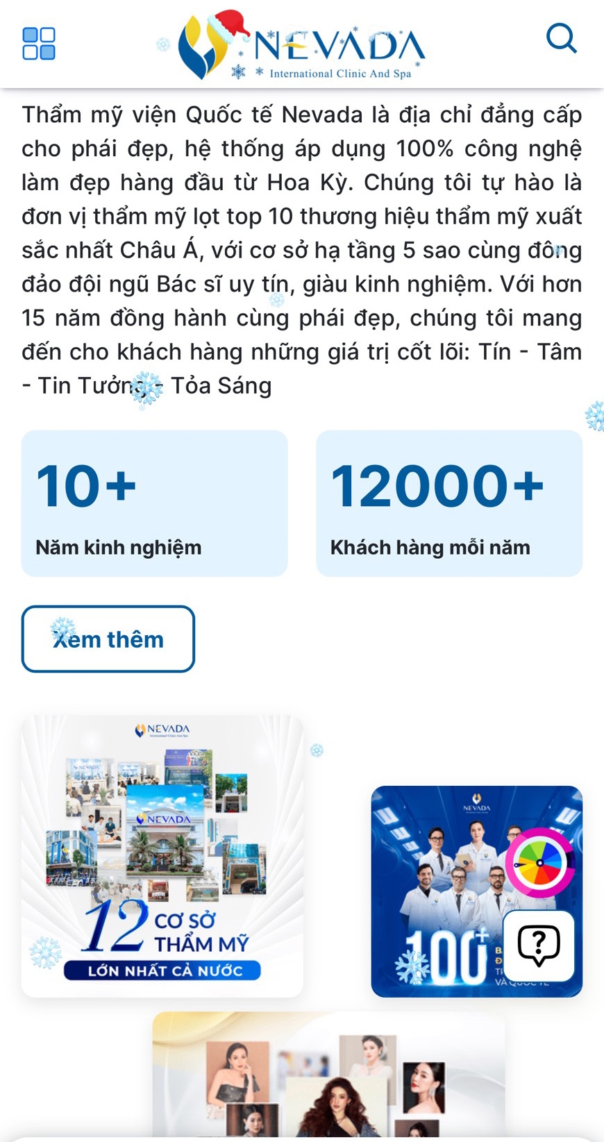 Website quảng bá các dịch vụ làm đẹp của Thẩm mỹ viện Nevada.