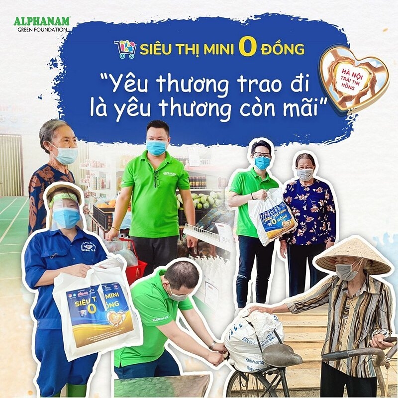 Bằng việc vận hành Siêu thị mini 0 đồng, Alphanam Green Foundation tiếp nối sứ mệnh lan tỏa yêu thương giữa những ngày đại dịch.