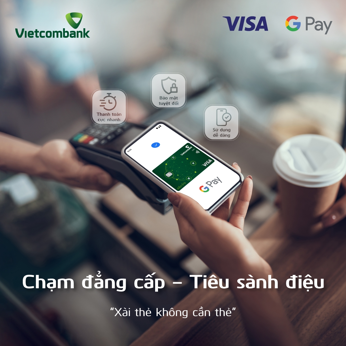 Vietcombank đã phát triển tạo ra một xu hướng thanh toán mới “Tiêu thẻ mà không cần dùng thẻ” với nhiều ưu điểm vượt trội, giảm chi phí và tiết kiệm thời gian chờ đợi.