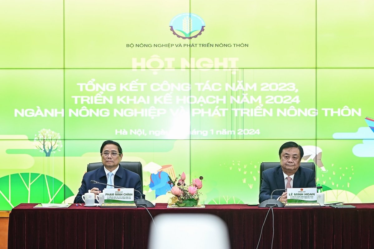 Thủ tướng Phạm Minh Chính dự và chủ trì Hội nghị tổng kết công tác năm 2023, triển khai nhiệm vụ 2024 của ngành nông nghiệp và phát triển nông thôn &lpar;Ảnh: Tùng Đinh&rpar;