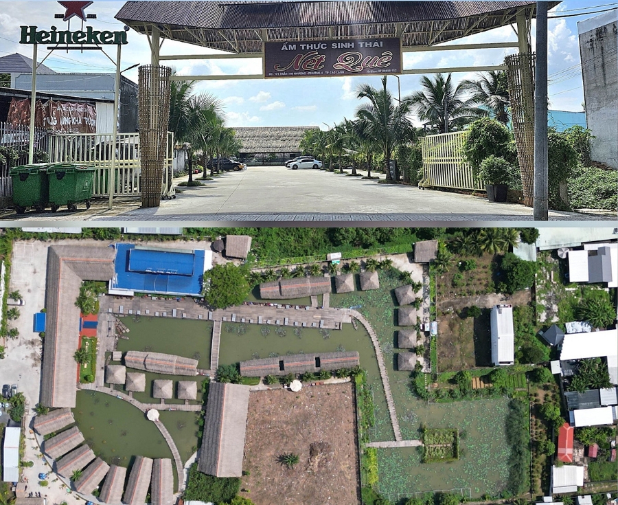 Toàn cảnh Nhà hàng ẩm thực sinh thái Nét Quê xây dựng trái phép.