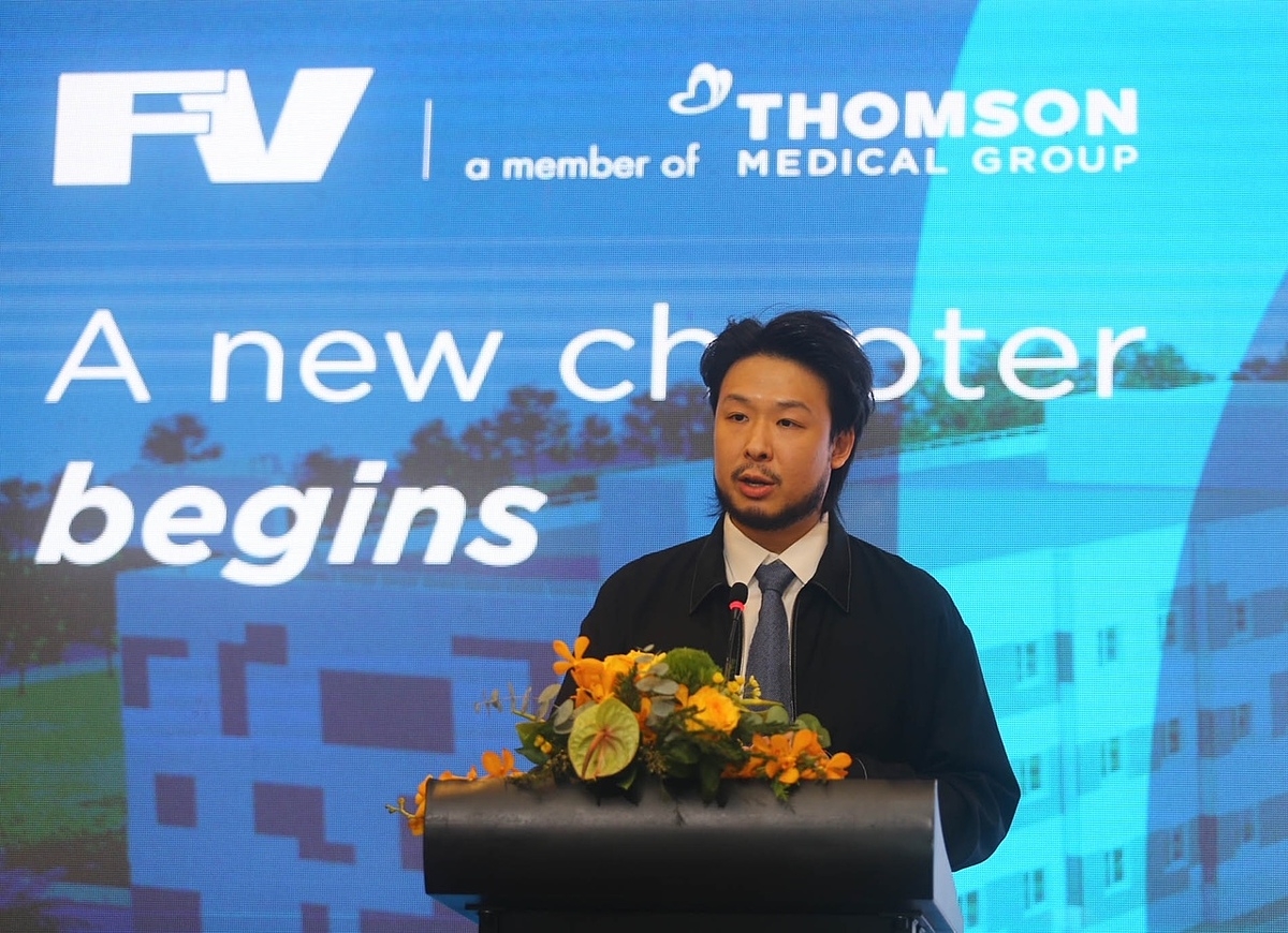 Ông Kiat Lim, Phó chủ tịch điều hành Tập đoàn Y tế Thomson phát biểu tại sự kiện.