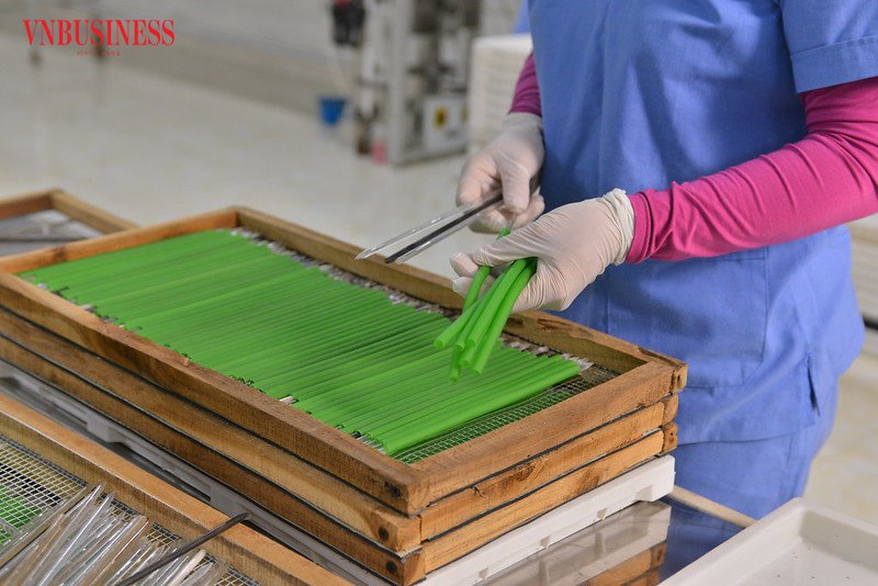 Sản phẩm ống hút ECOS của HTX được làm hoàn toàn từ nguyên liệu rau củ hữu cơ.