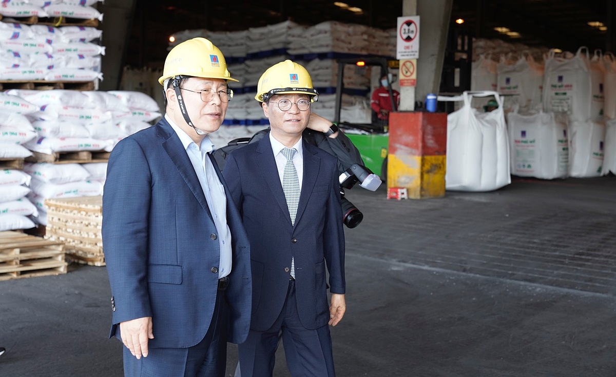 Đoàn công tác Hàn Quốc tham quan, tìm hiểu về công nghệ sản xuất, sản phẩm tại Nhà máy Đạm Phú Mỹ.