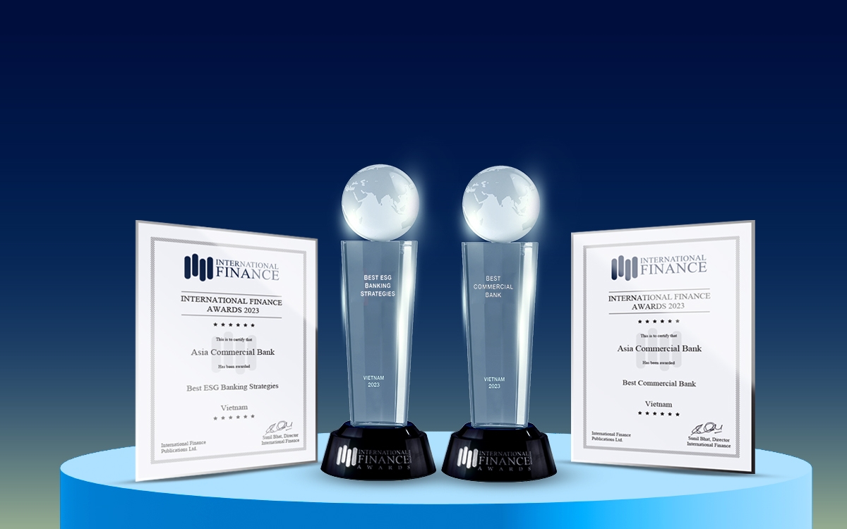 Tổ chức International Finance Magazine đã công bố ACB là ngân hàng đạt giải Ngân hàng thương mại tốt nhất Việt Nam 2023 &lpar;Best Commercial Bank - Vietnam 2023&rpar;.